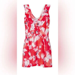 Iro Anaspe Red Floral Romper open back zipped with pockets red white size 34/XS